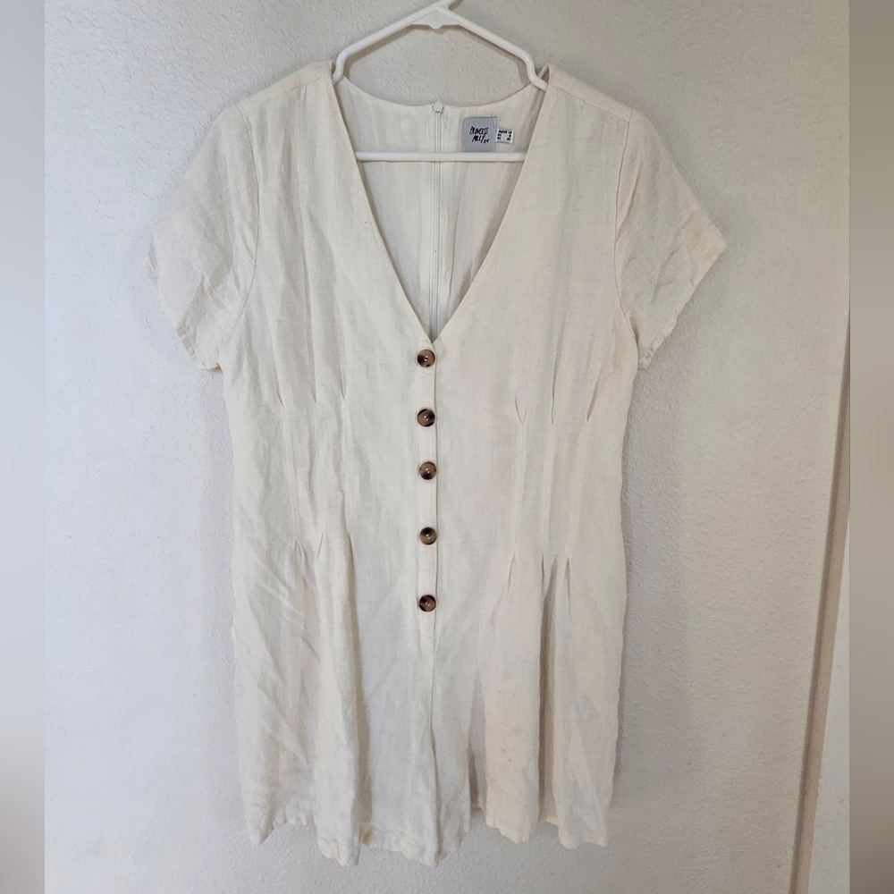 Princess Polly Adi Romper Linen Blend White Size 8 - Picture 10 of 16